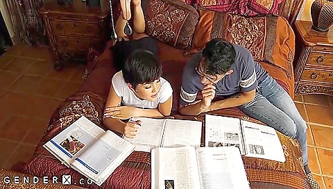 Asian babe with a nice body sucks her stepbrother's dick