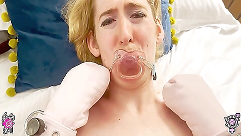 Small tits blonde girl getting punished with a dildo