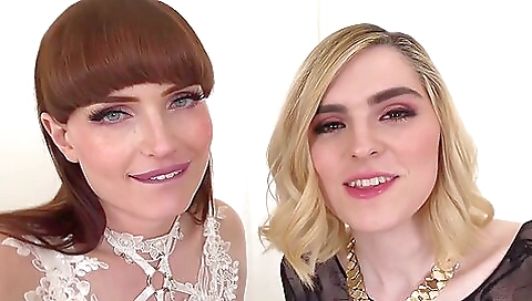 Blonde with blonde hair and brunette in threesome porn