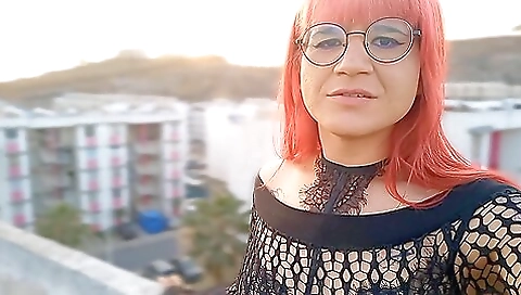 Red-haired slut in sexy boots and stockings gets anally fucked