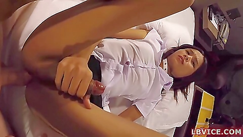 Asian girl gets a dick in her butt in the anal porn