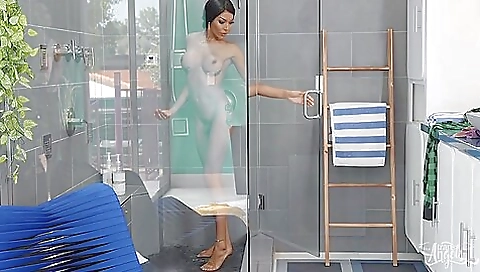 Ebony shemale gives him a wild ride and gets him on