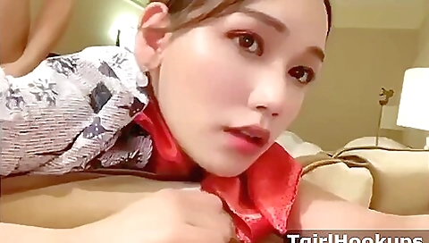 Asian beauty with a sexy body fucked hard by a dude