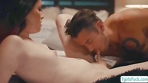 Brunette with small tits and a hairy asshole fuck a cock